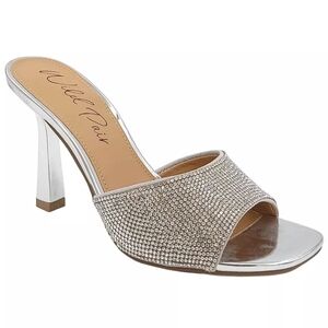 Wild Pair Women Tall Heel Slide Sandals Luuna 2 Size US 7M Crystal Silver